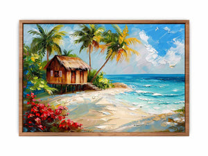 Wodden House On Beach Poster