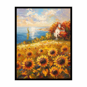 Sunflower Field House Canvas Print