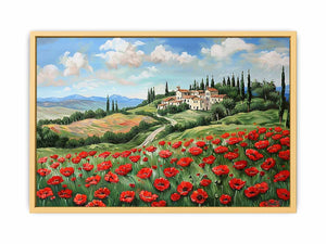 Poppies House Streched canvas