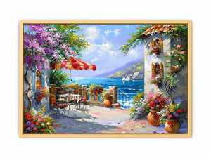 Italy, europe, Beachside Cafe Streched canvas