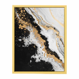 Black Gold Waves Painting Poster