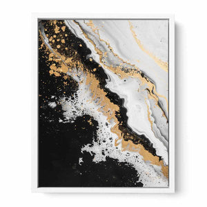 Black Gold Waves Painting Canvas Print