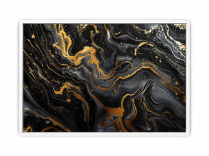 Black Gold Marble Art Framed Print