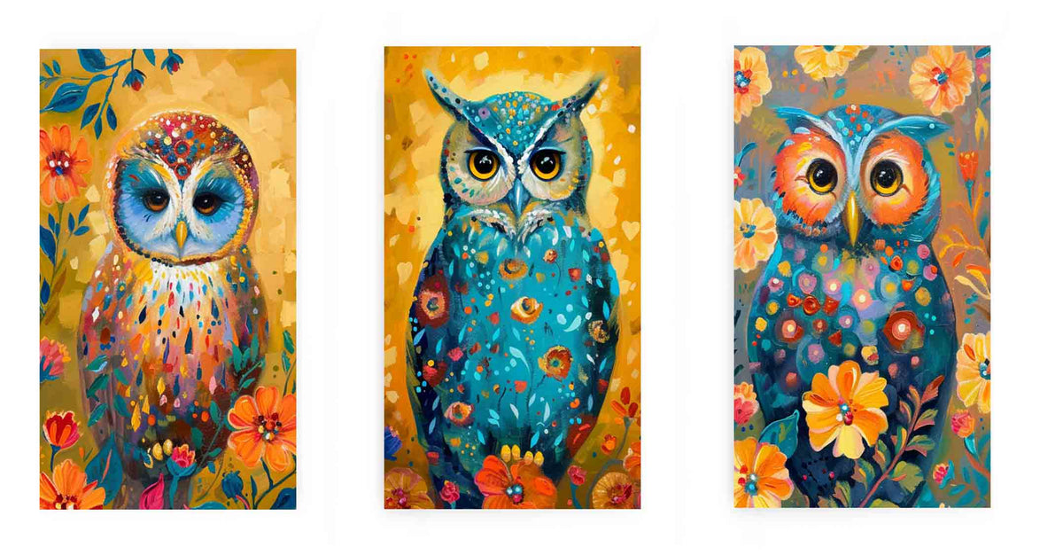 Owl 3 Piece Art Set