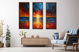 3 Panel Sunset Beach Art Painting