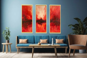 3 Panel Red Painting