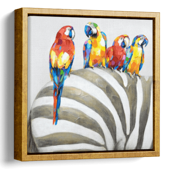 Parrot and Zebra OiL Painting