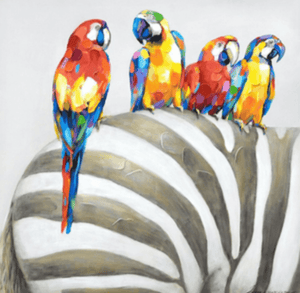 Parrot and Zebra Art Painting