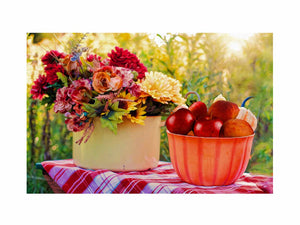 Fruit and Flowers in Garden Painting