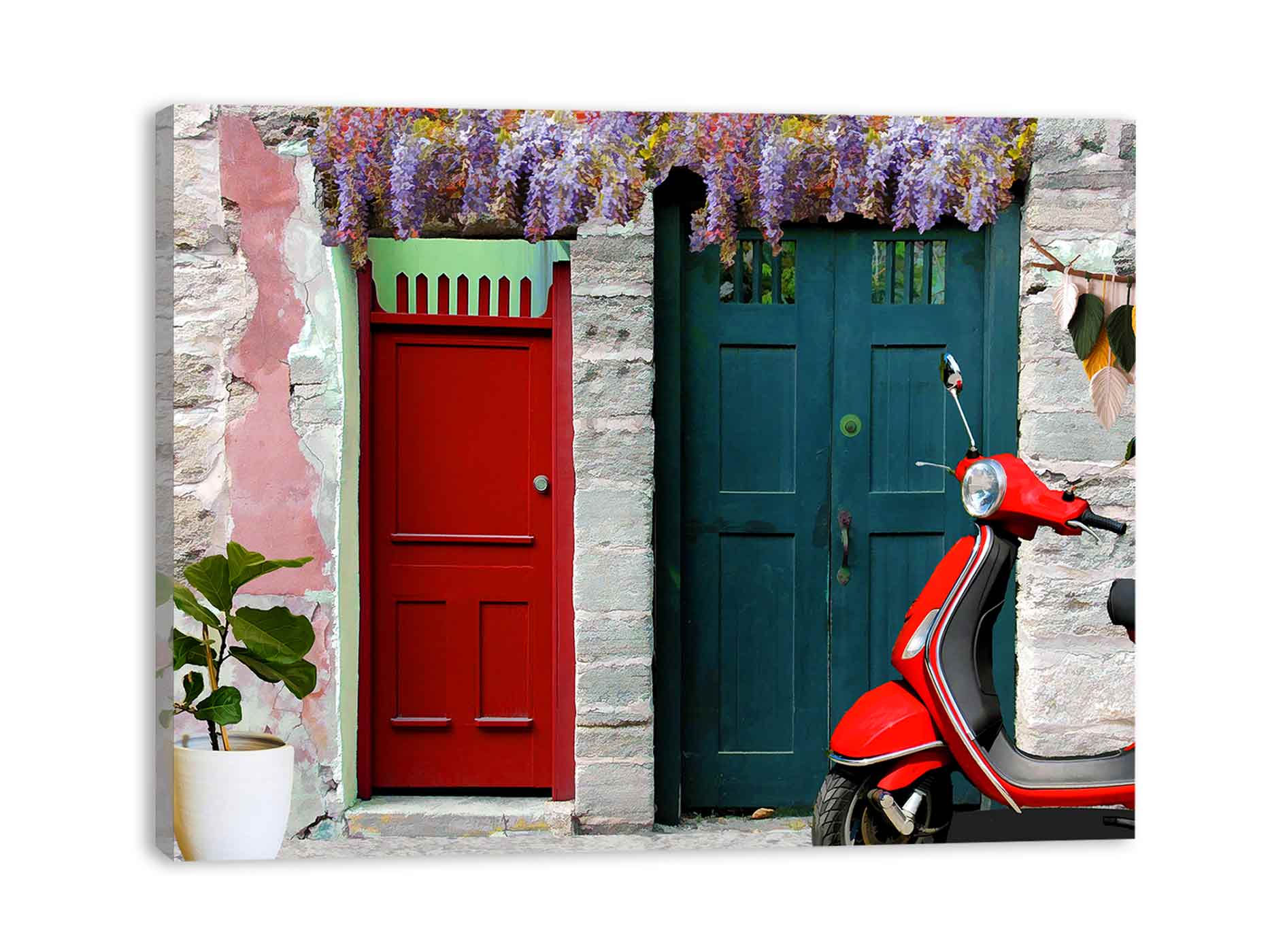 Vintage Vespa at Door Painting