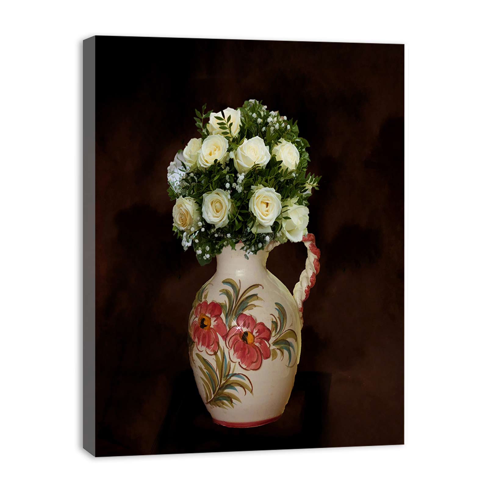 White Rose Flowers Painting