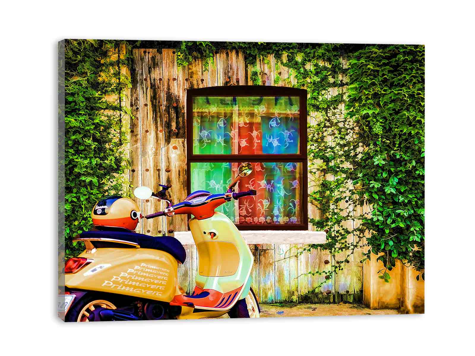 Colorful Vespa at Door Painitng