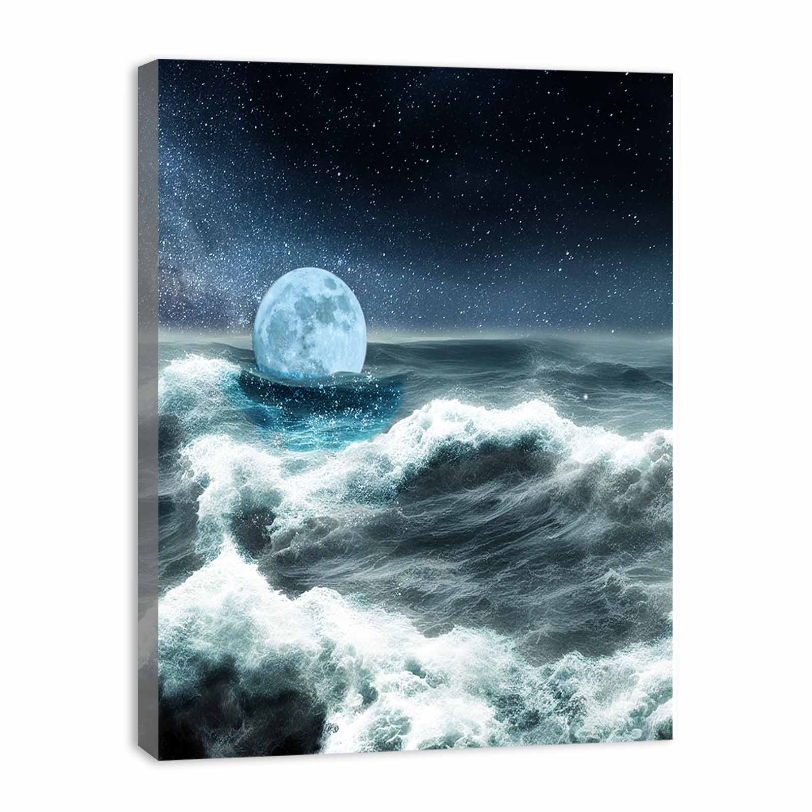 Moon & Sea Storm Painting
