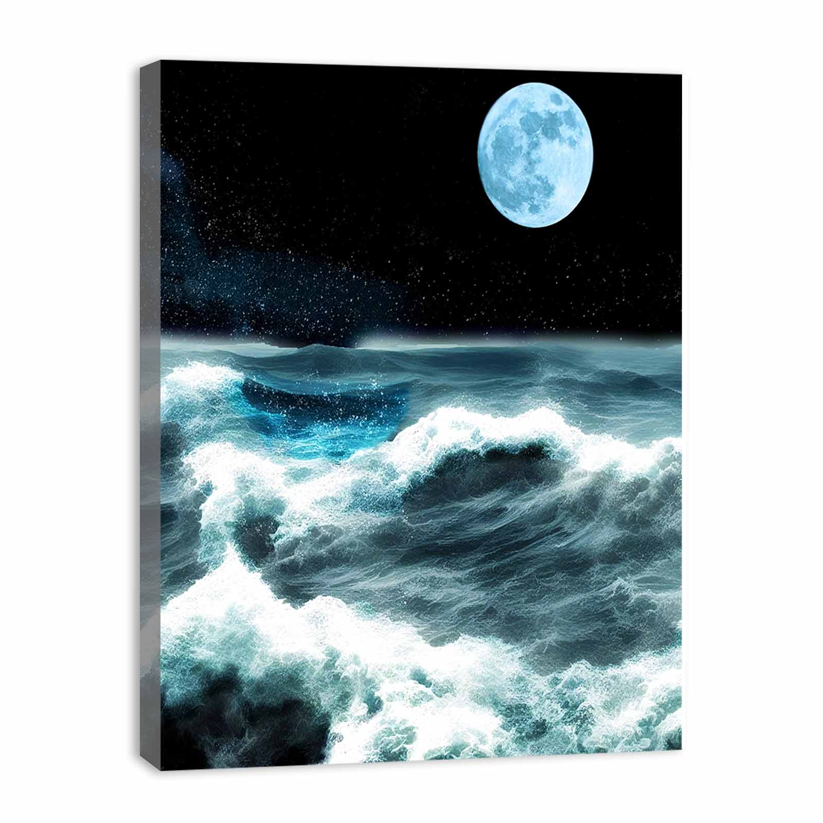 Sea Storm & Moon Painting