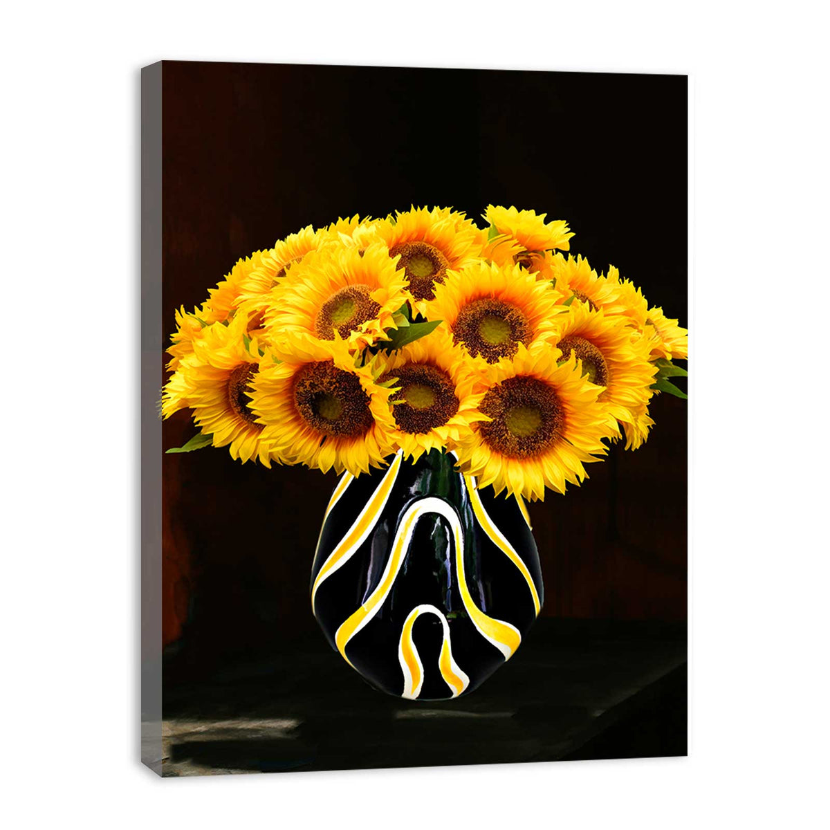Sunflower Vase Yellow And Black Painting
