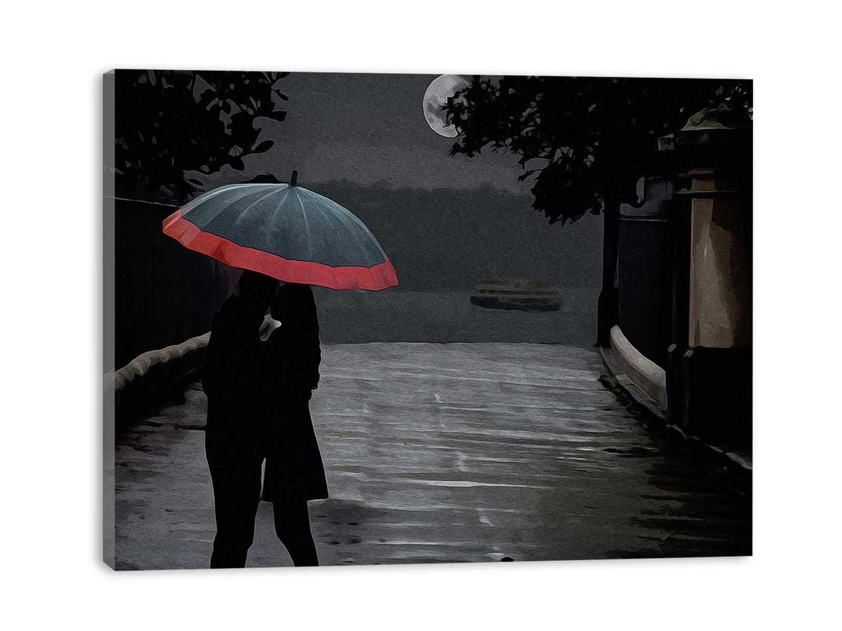 Couple Love Kiss in Moonlight Painting