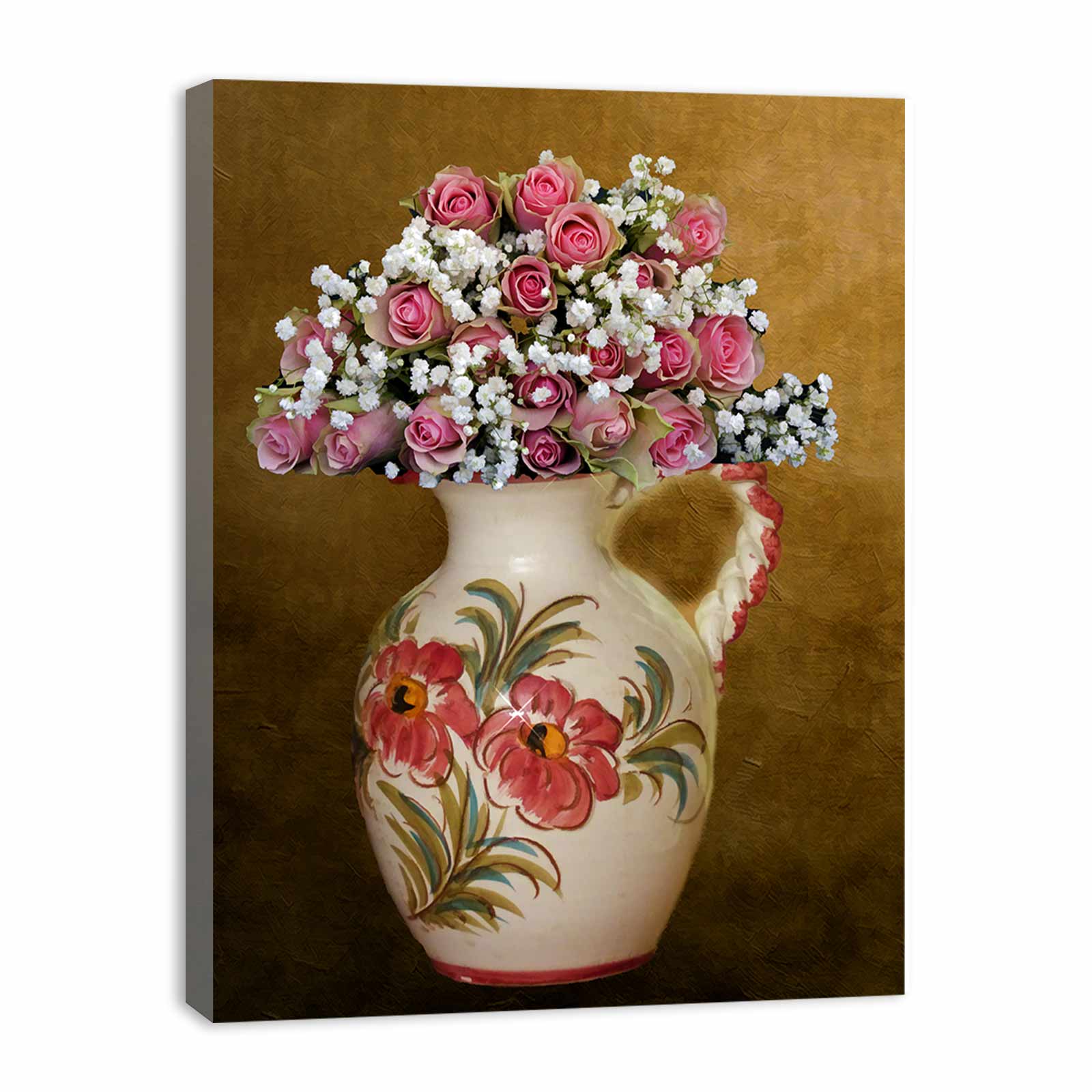 Pink Flower Vase Painting-1