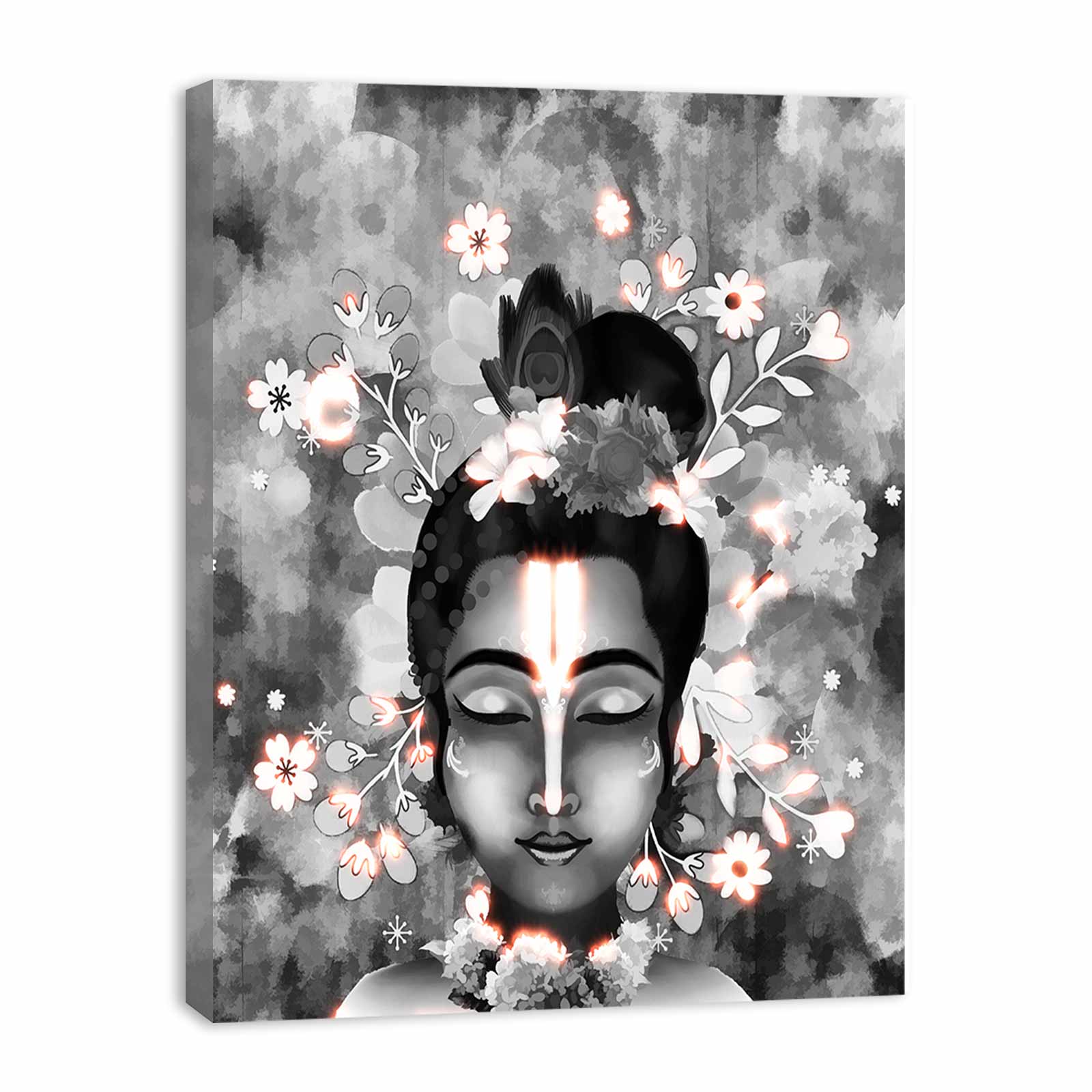 Black And White Krishna Painting