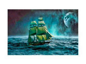 Sailing Ship Storm & Moon Painting