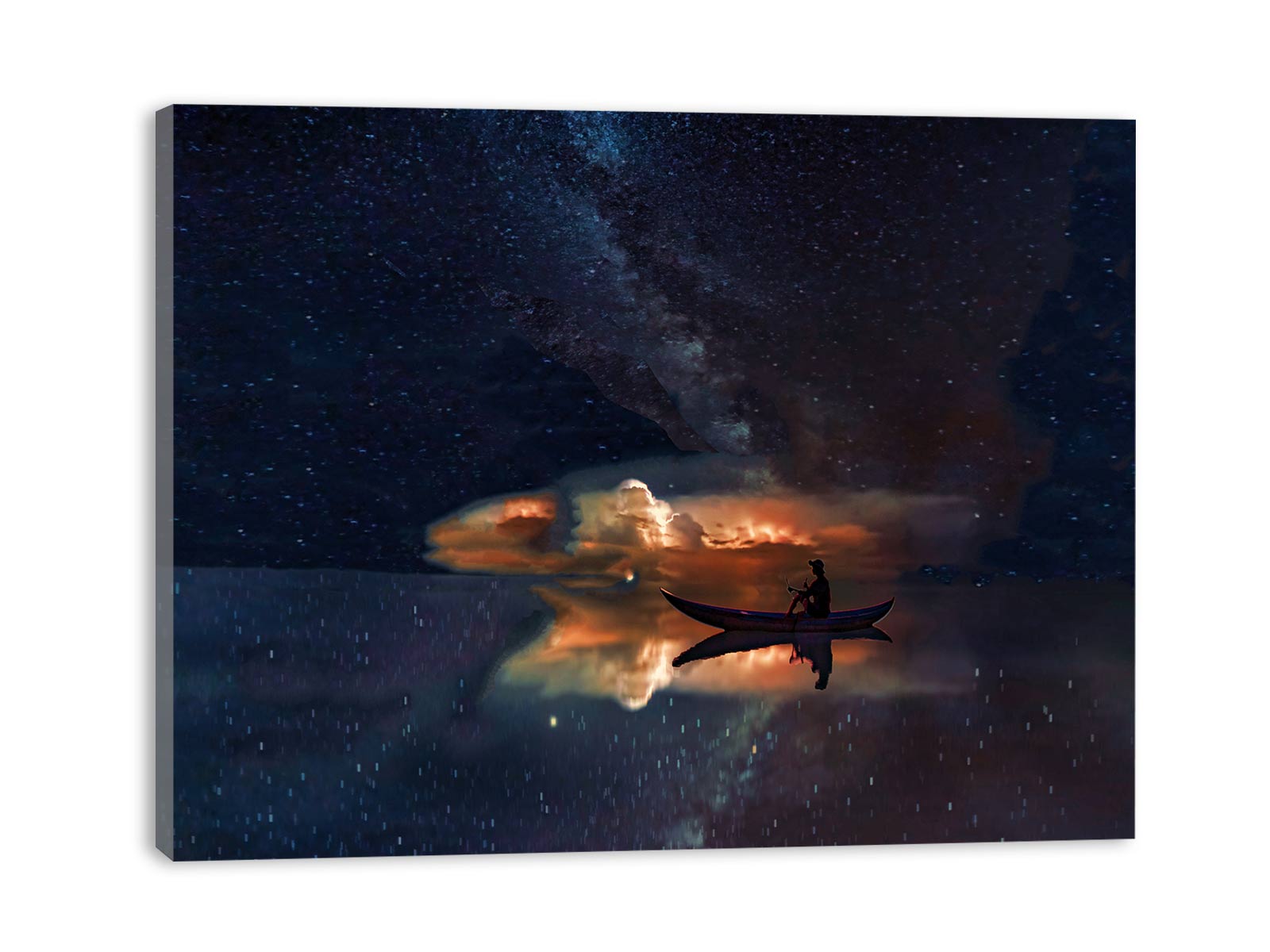 Man Boat Galaxy Universe Painting