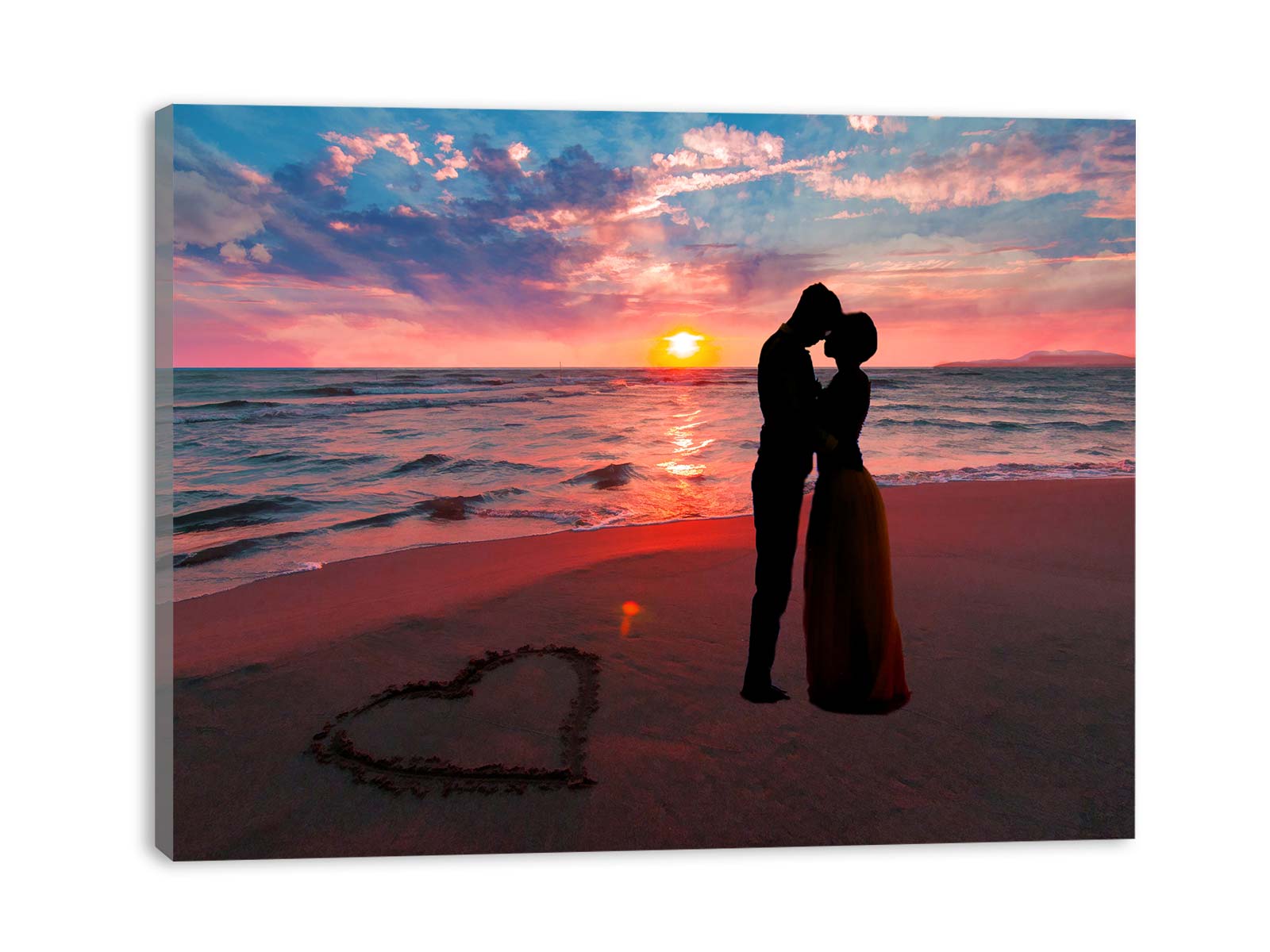 Kiss on beach Couple love Painting