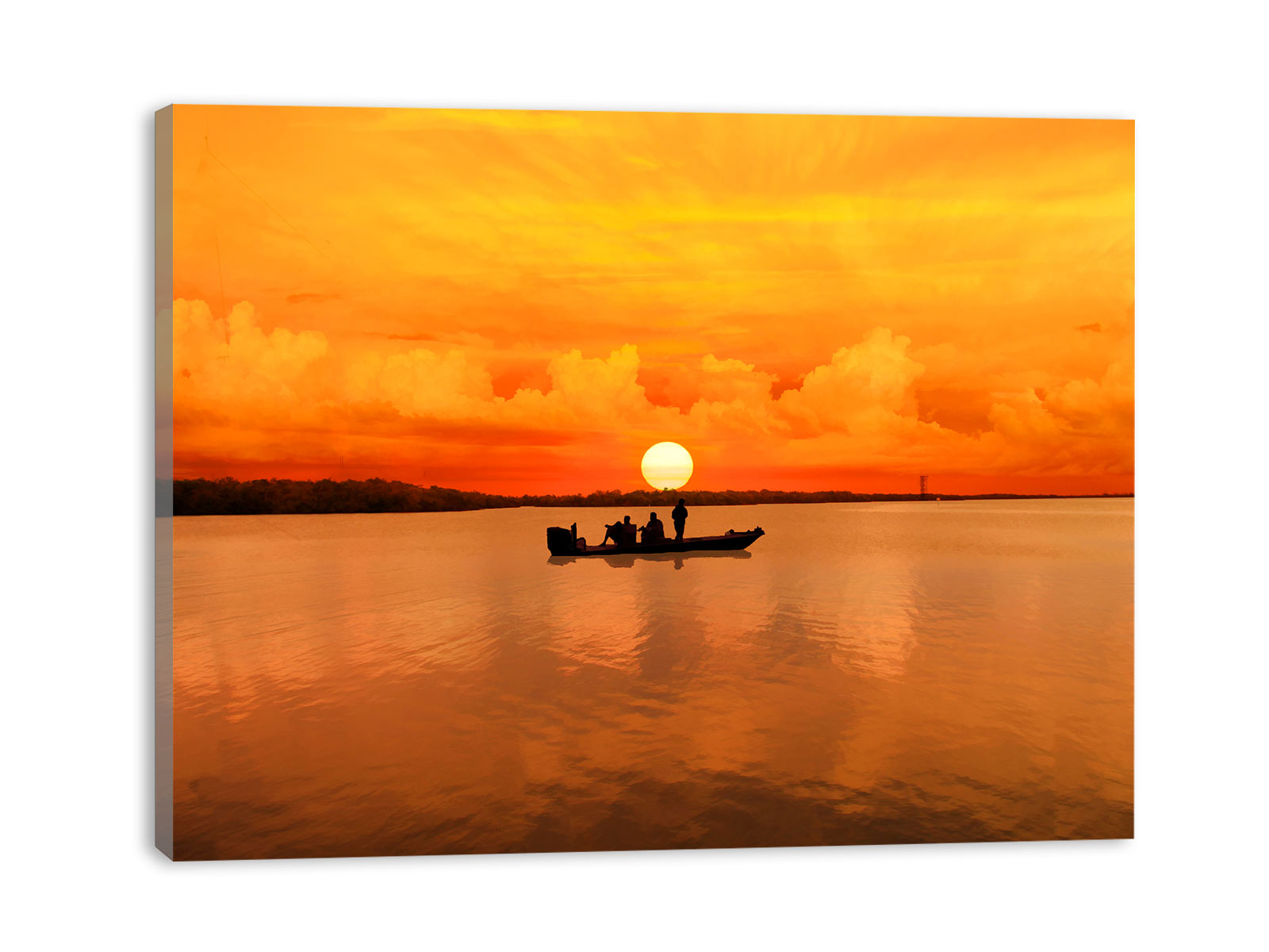 Sunset Boat Painting