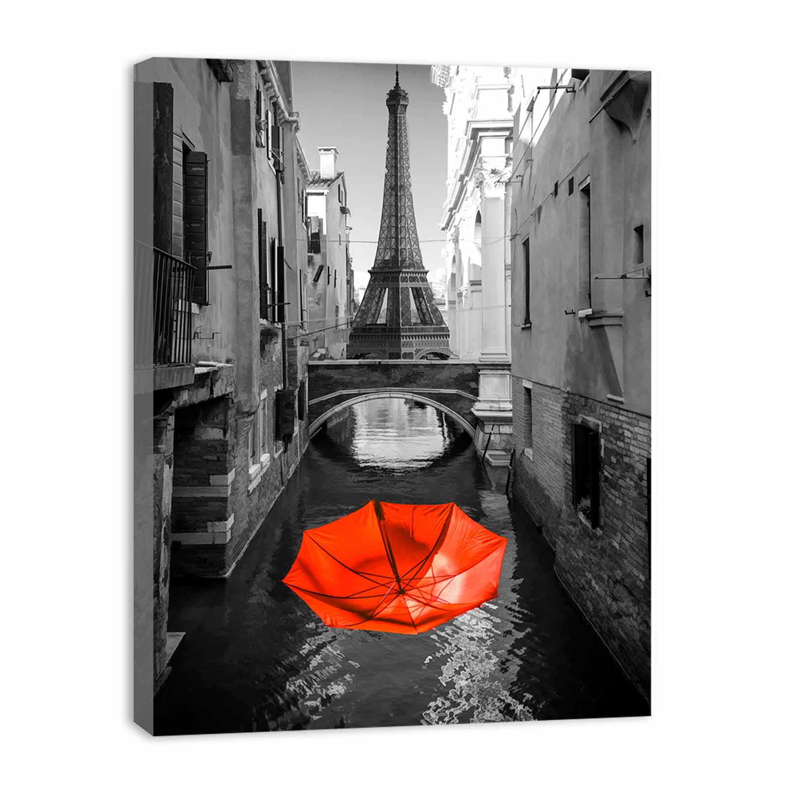 Red umbrella Eiffel tower View Painting