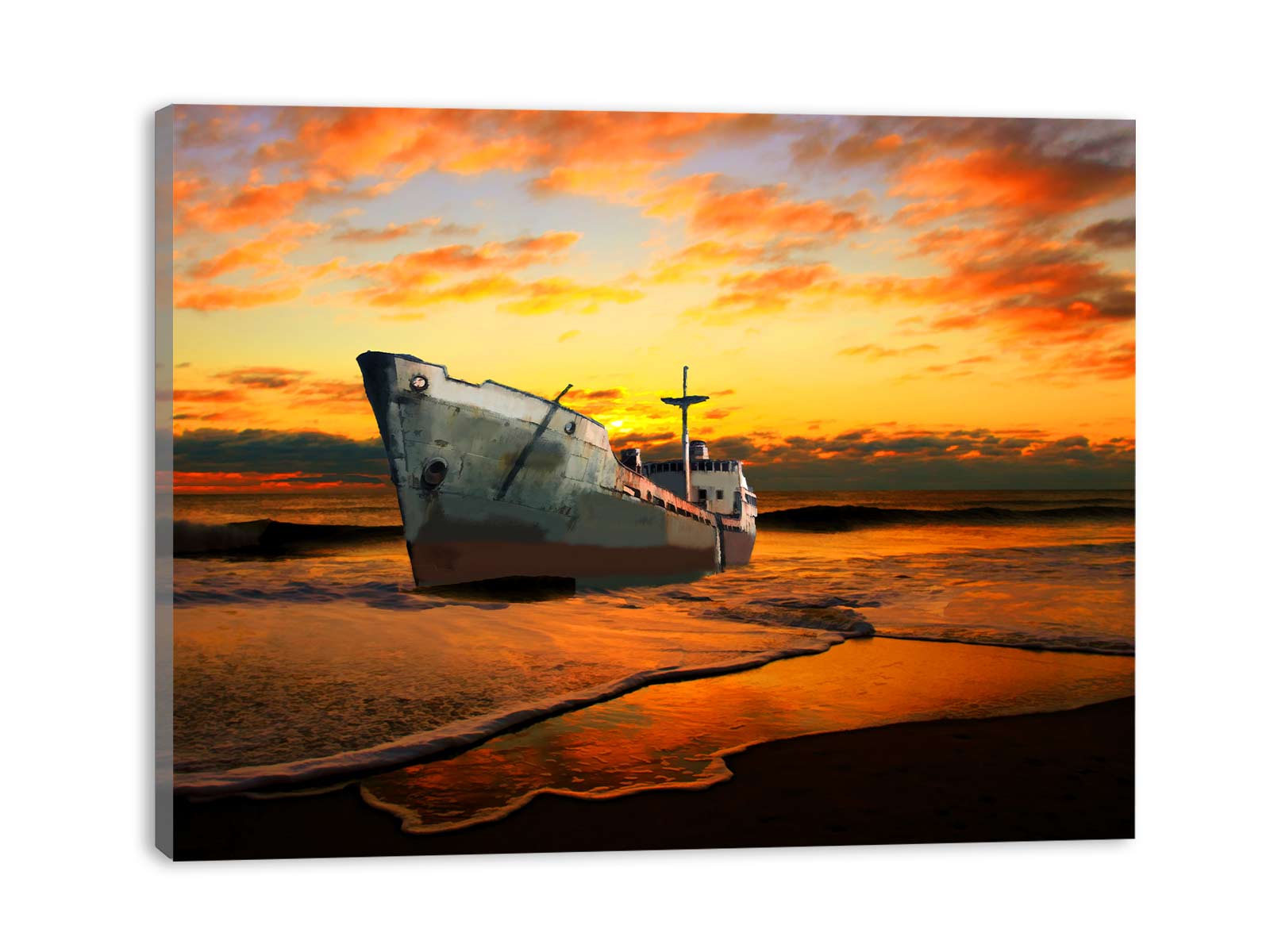 Ship Sunset Painting