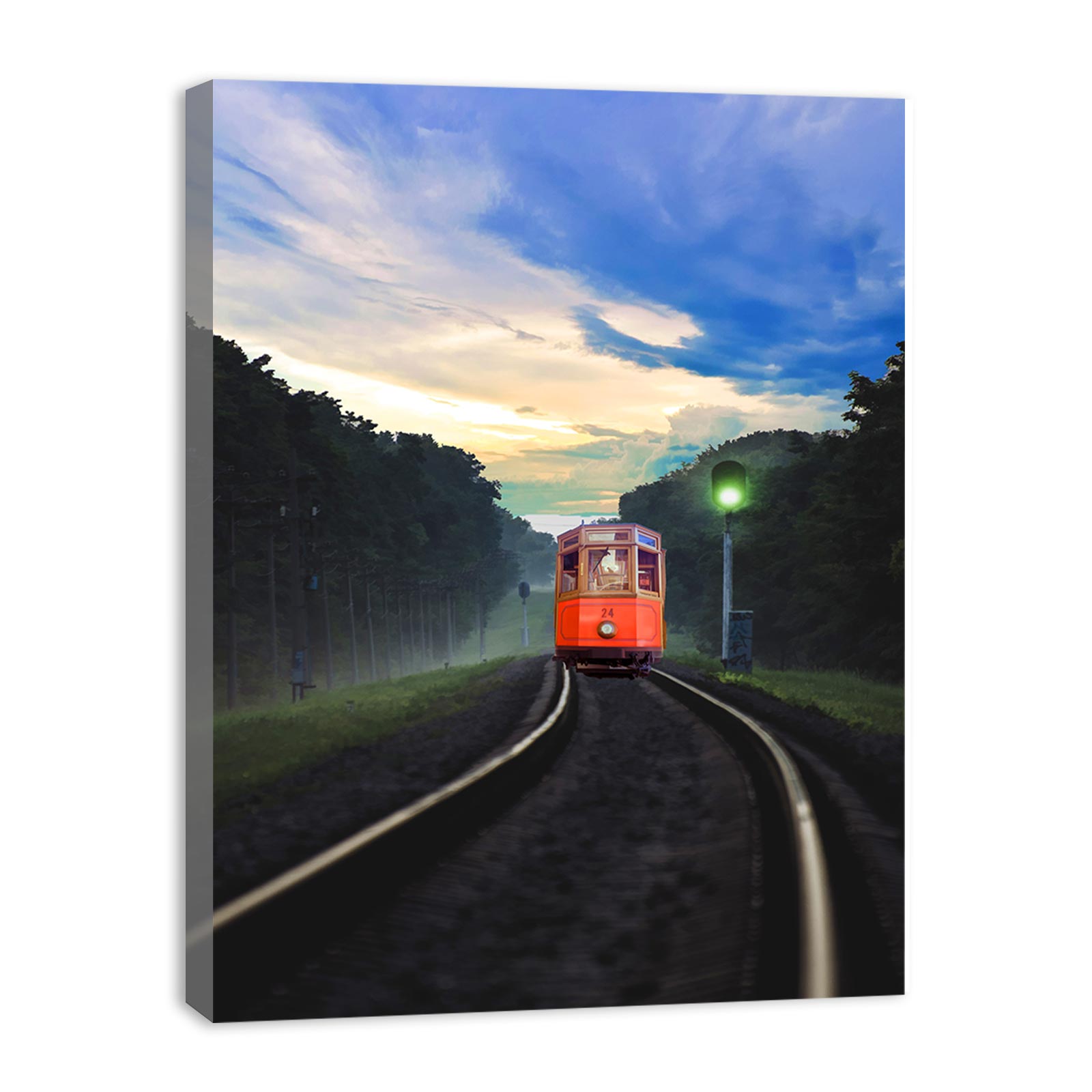 Vinatge train In forest Painting