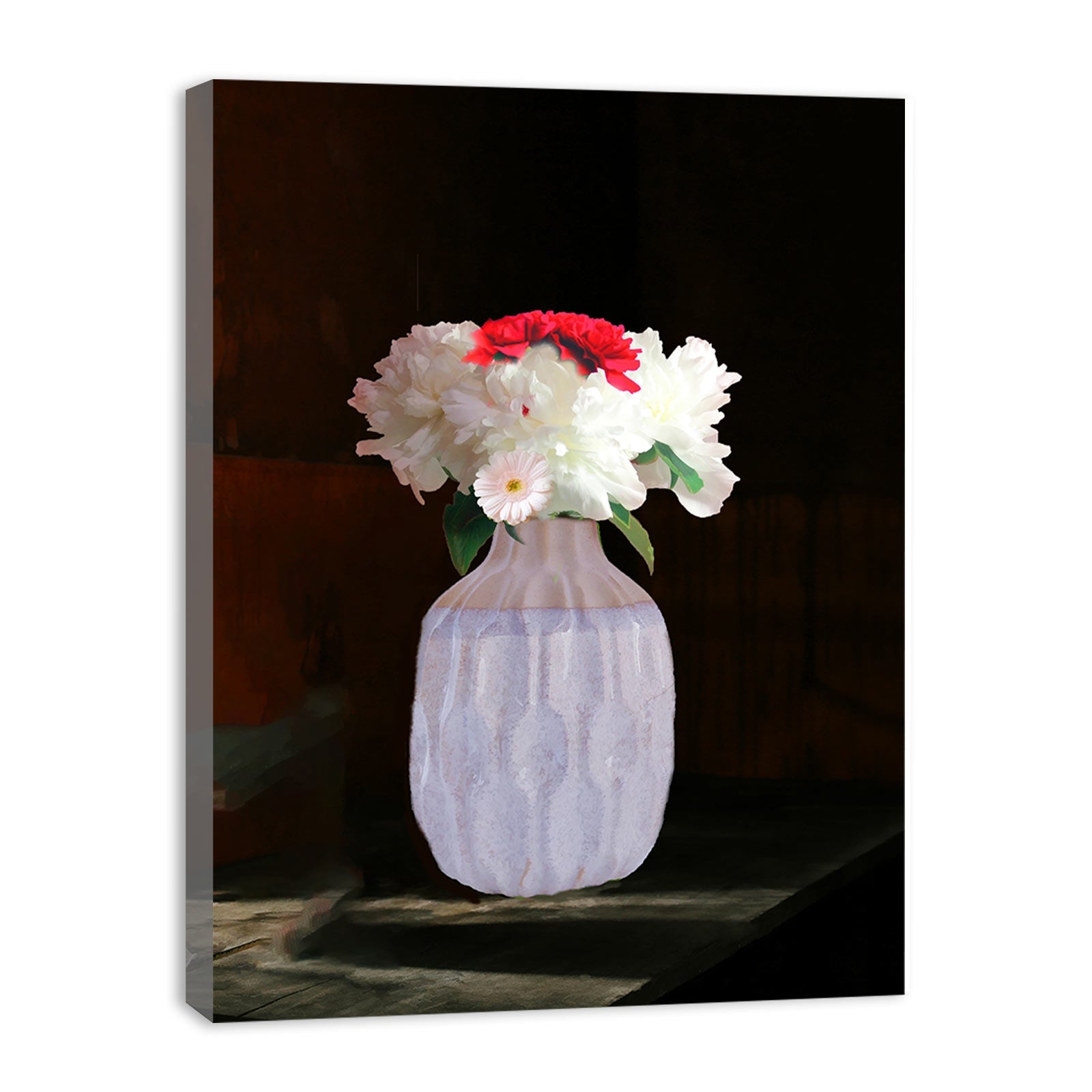 White Flower Vase Painting