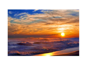 Sea Waves Beach Sunset Painting