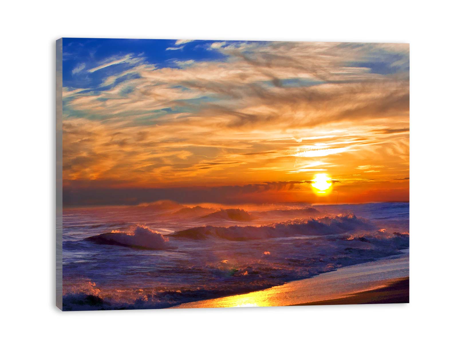 Sea Waves Beach Sunset Painting