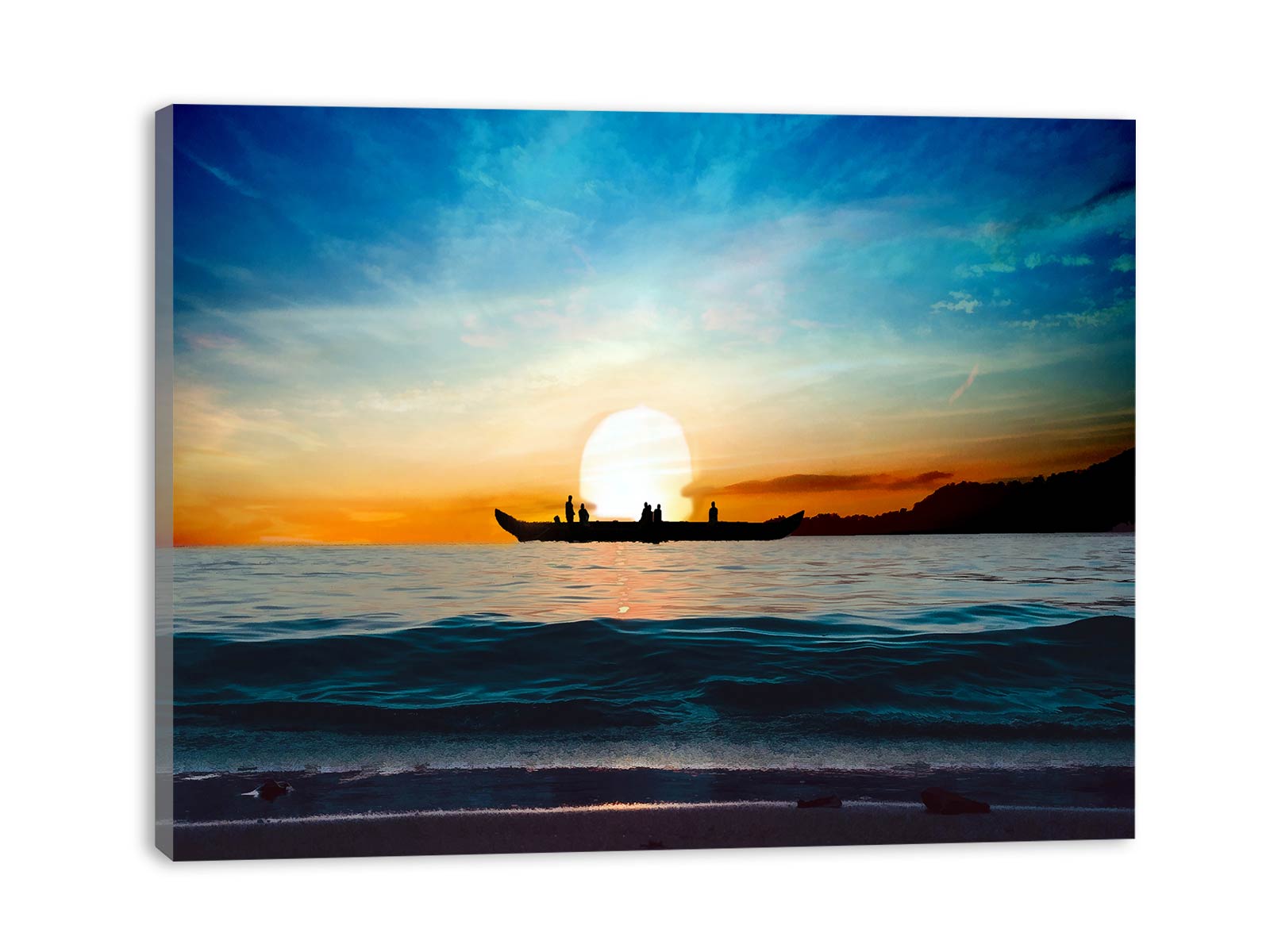 Boat And Sunset Painting