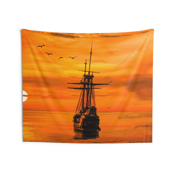 Ship Sunrise Tapestry