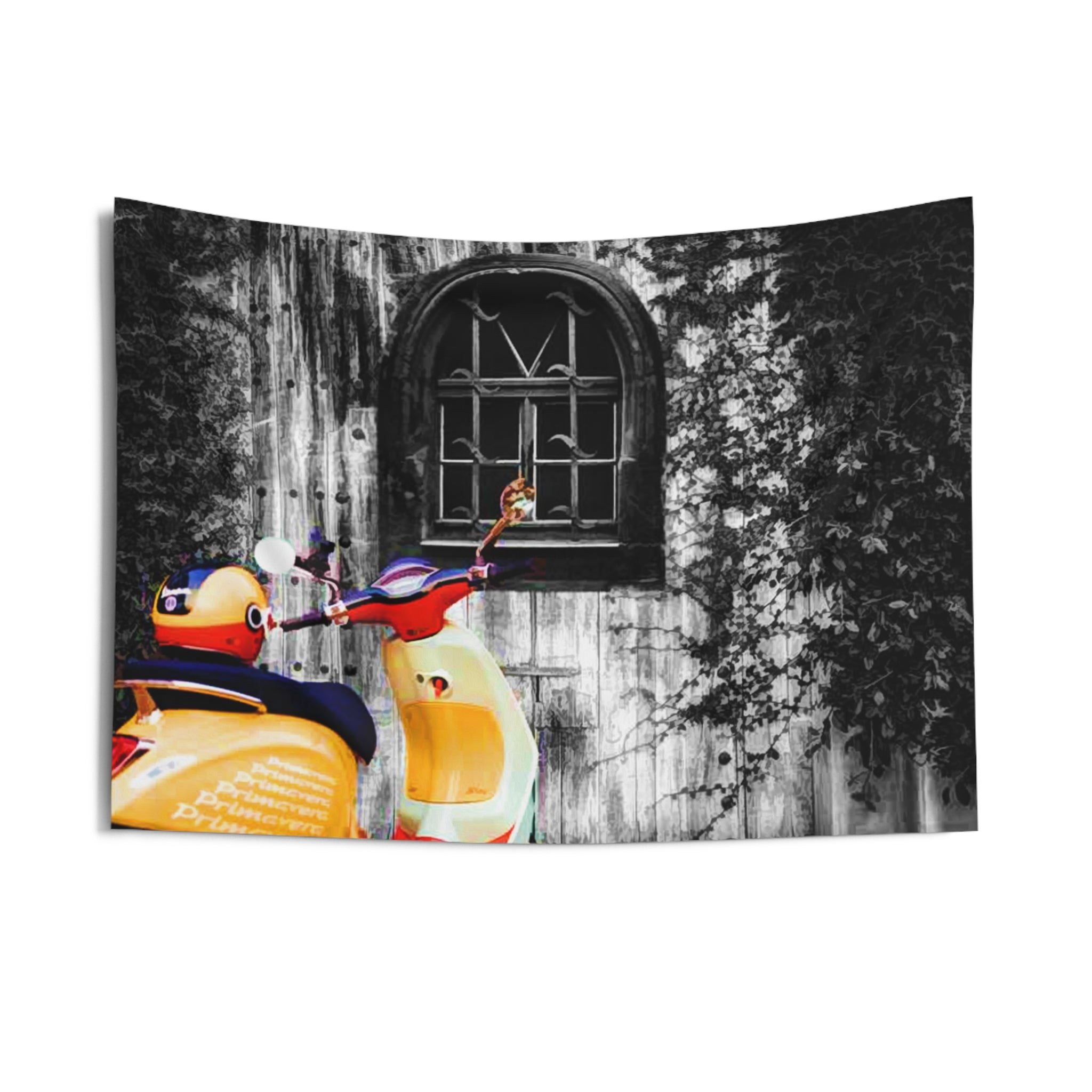 Vespa at Door Tapestry