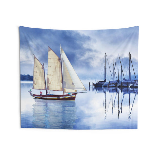 Sailing Ship Blue Tapestry
