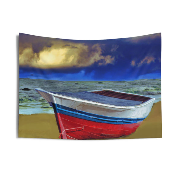 Colorful Boat Beach Tapestry