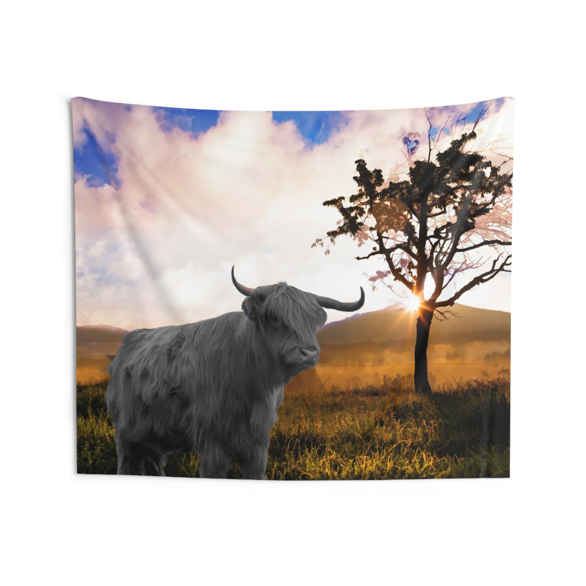 Highland Cow In Farm Tapestry