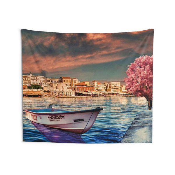 Pink Tree Boat Tapestry