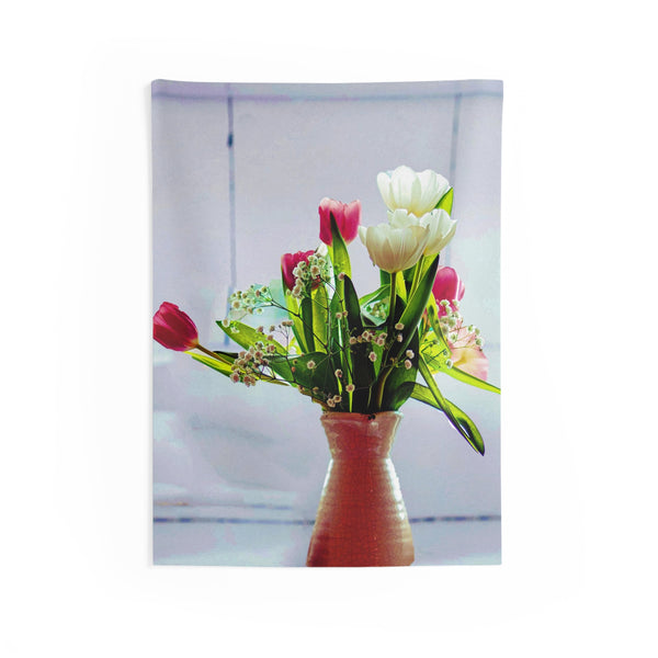 Purple White Flower Vase Tapestry