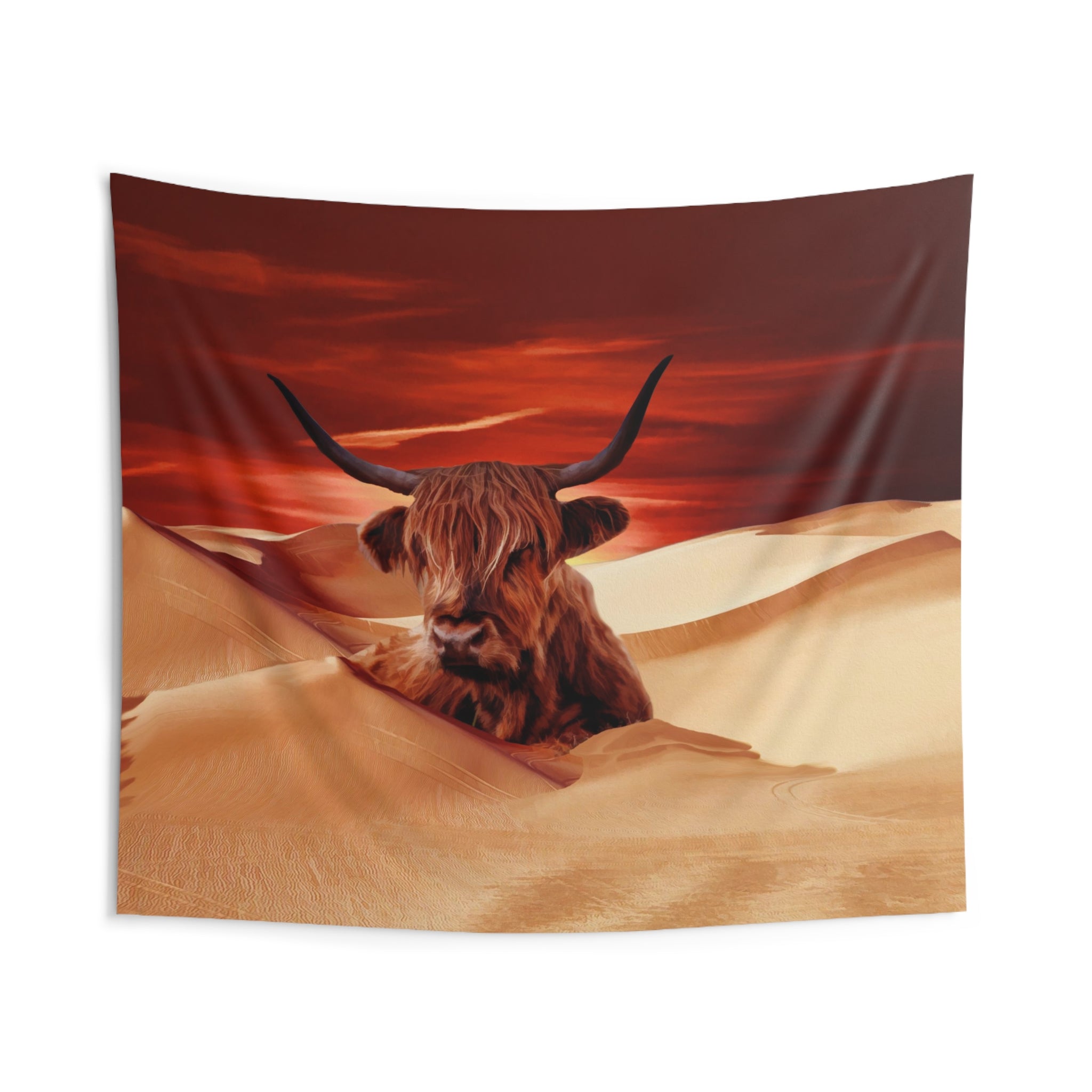 Highland Cow In Desert Tapestry