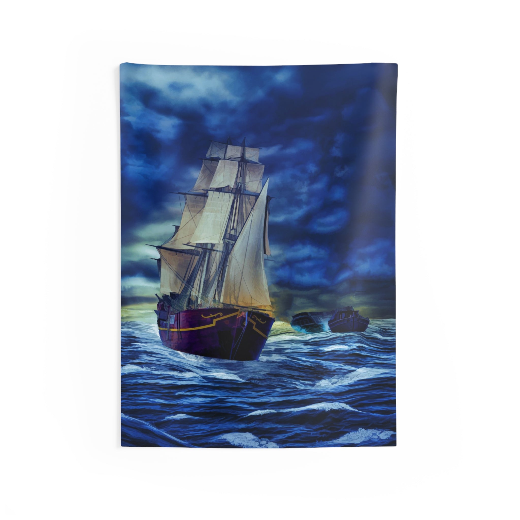 Sailing Ship in Storm Tapestry