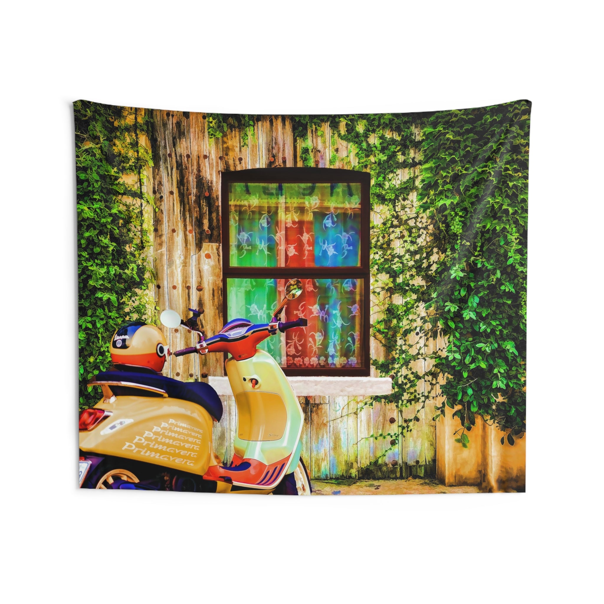 Colorful Vespa at Door Tapestry