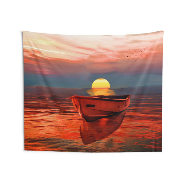 Sailing Ship Sunrise Tapestry