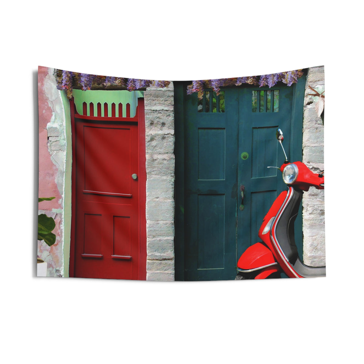 Vintage Vespa at Door Tapestry