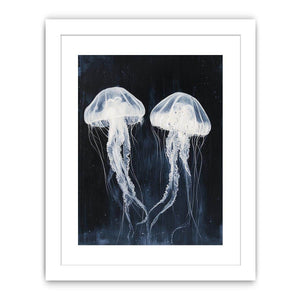 jellyfish  black and white Streched canvas
