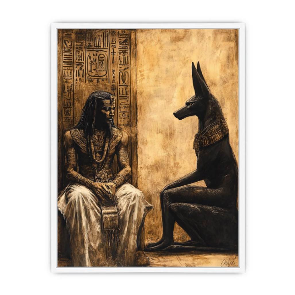The King with Anubis Framed Print
