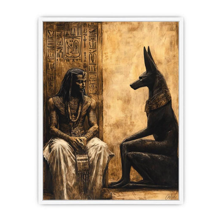 The King with Anubis Framed Print