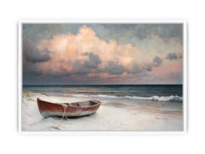 Boat on shore Framed Print