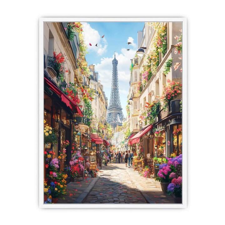 Vibrant street in paris Framed Print